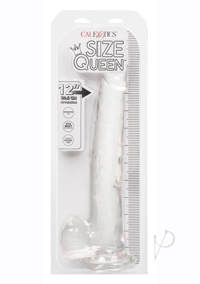 Size Queen Dildo with Balls 12in - Clear