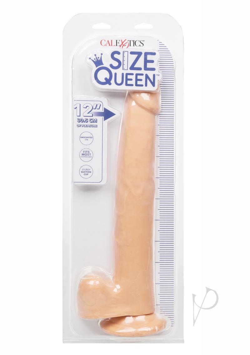 Size Queen Dildo with Balls 12in - Vanilla