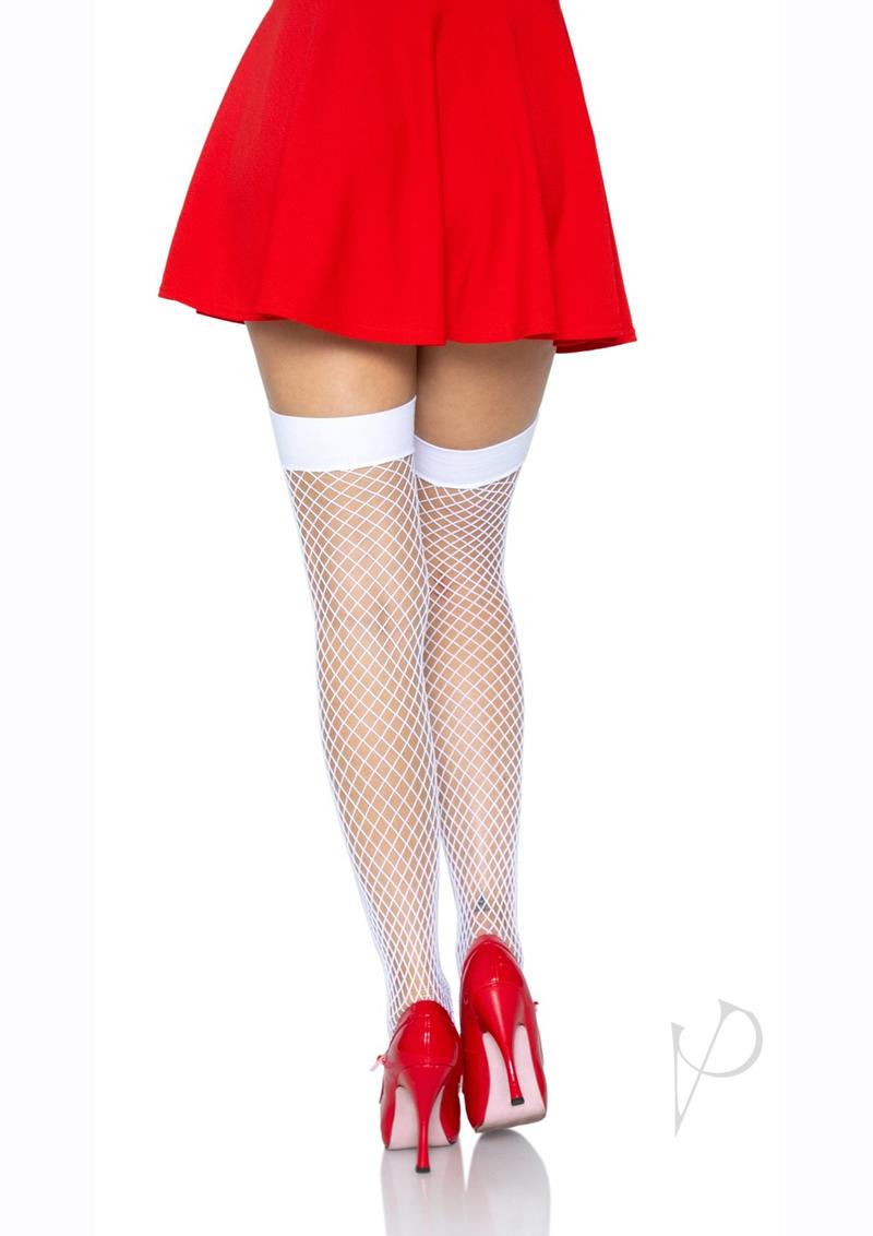 Leg Avenue Industrial Net Thigh High - OS - White/Red