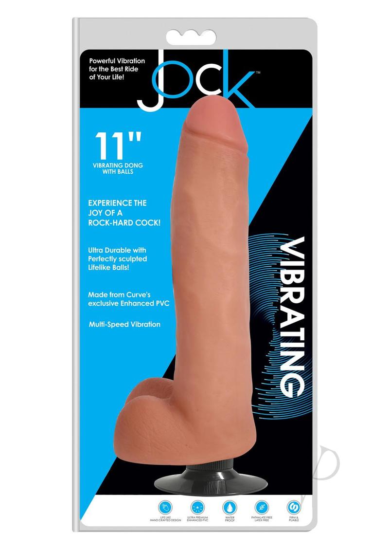 JOCK Vibrating Dildo with Balls 11in - Vanilla