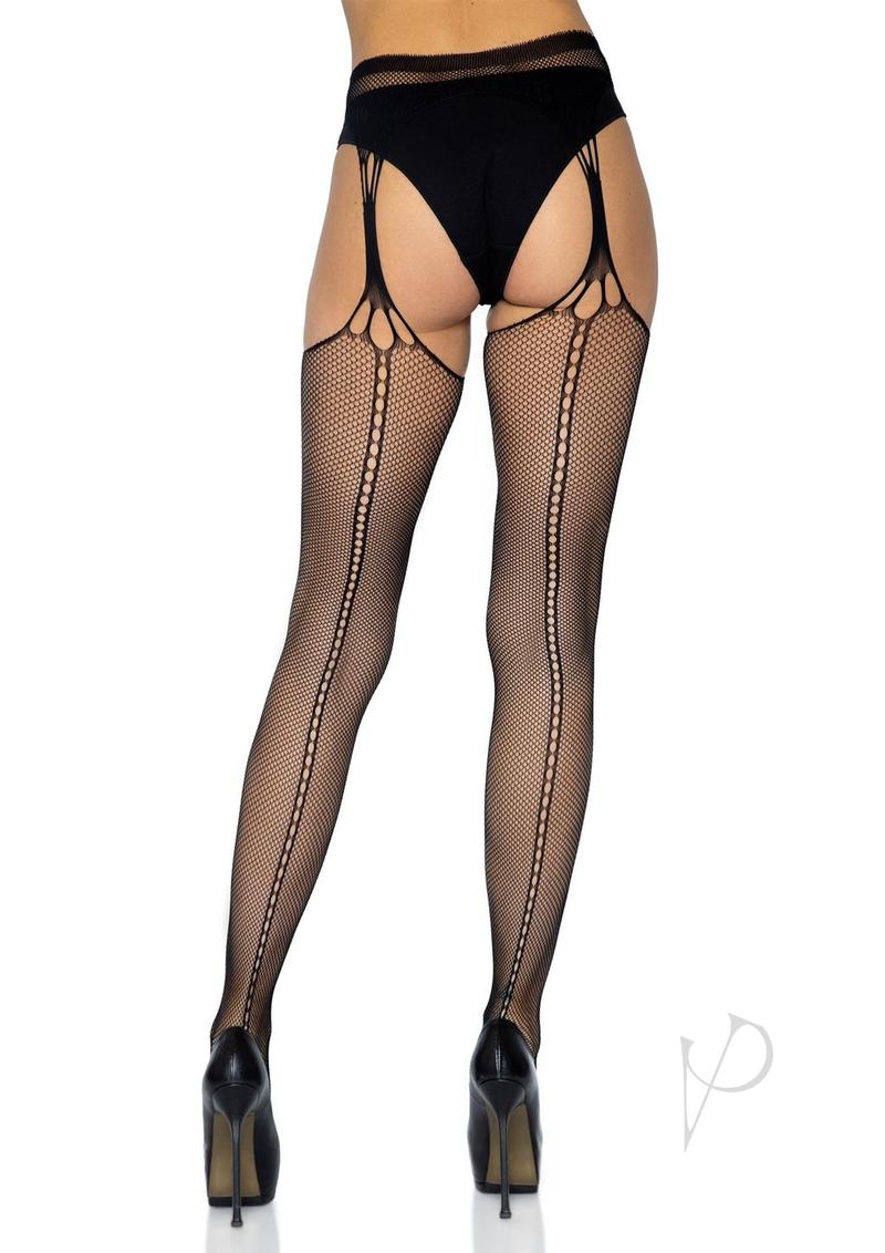 Leg Avenue Scale Net Suspender Hose - OS - Black