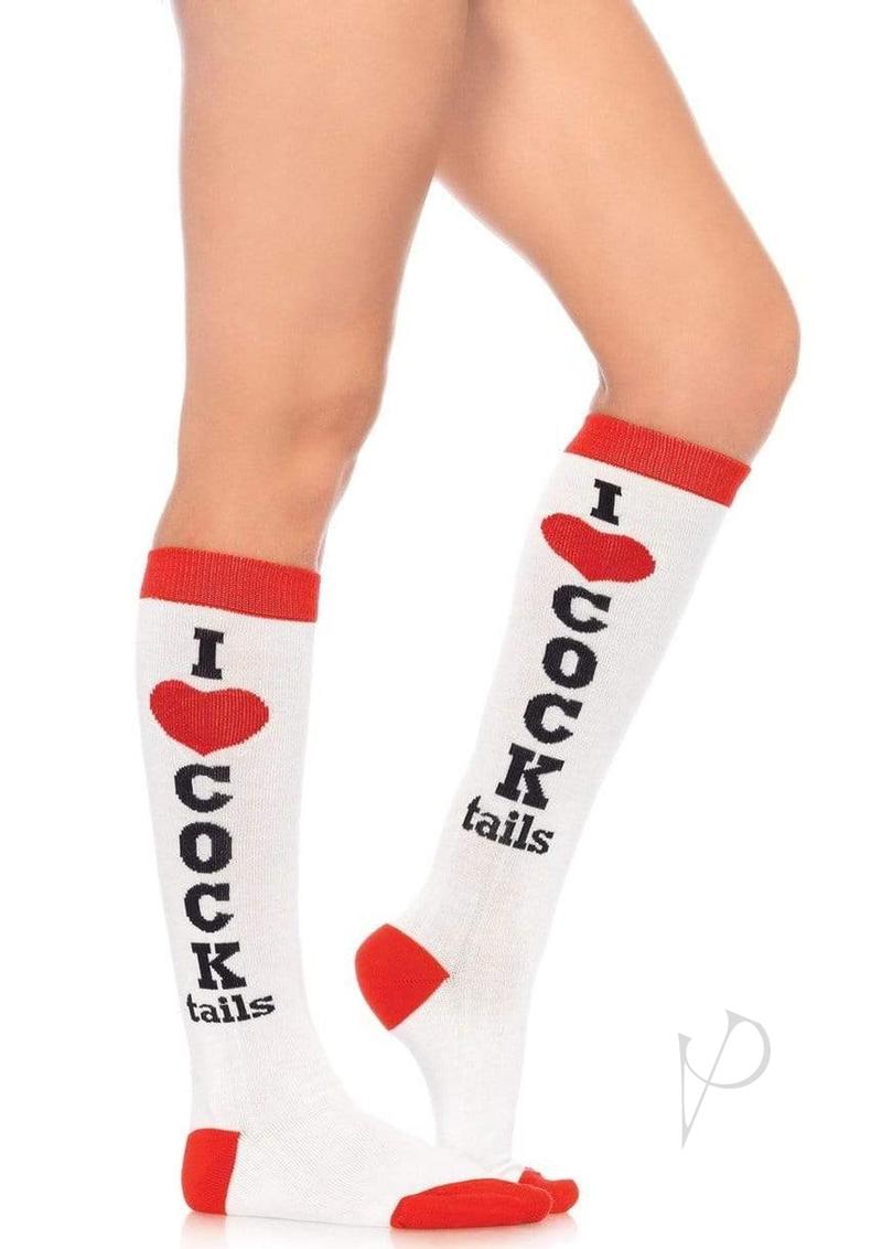 Leg Avenue Cocktails Knee Socks - OS - White/Red