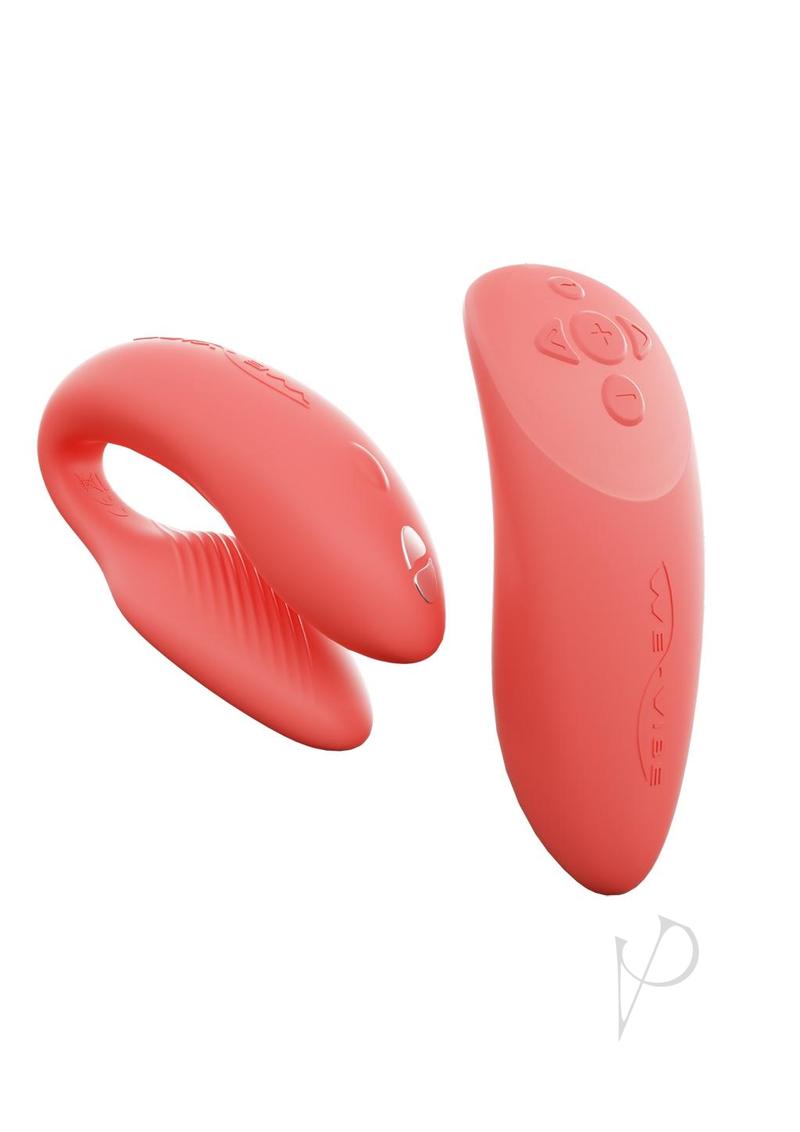 We-Vibe Chorus Rechargeable Couples Vibrator with Squeeze Remote Control - Crave Coral
