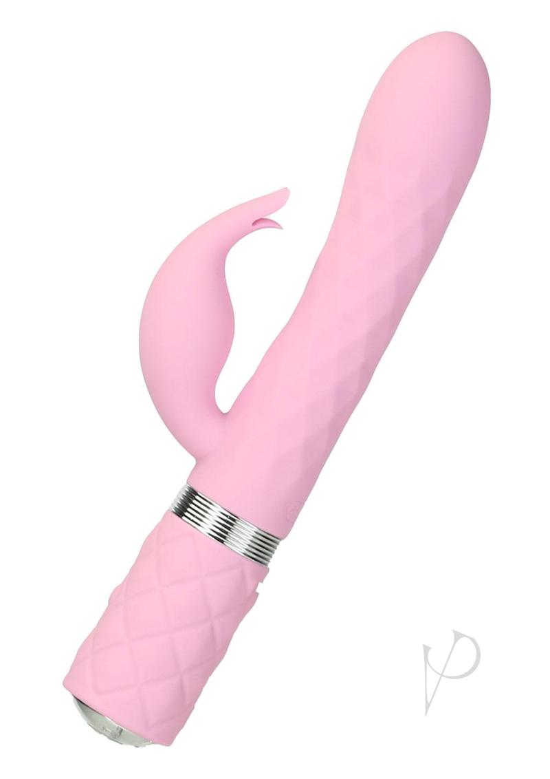 Pillow Talk Lively Silicone Rechargeable Rabbit Massager with Swarovski Crystal - Pink
