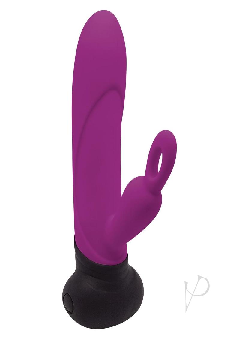 Mini Bonnie and Clyde Rechargeable Silicone Rabbit Vibrator - Purple/Black