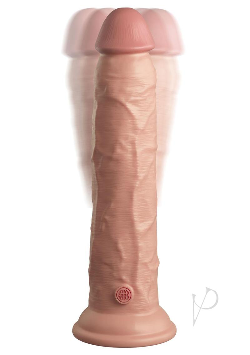 King Cock Elite Dual Density Vibrating Rechargeable Silicone Dildo with Remote Control 9in - Vanilla