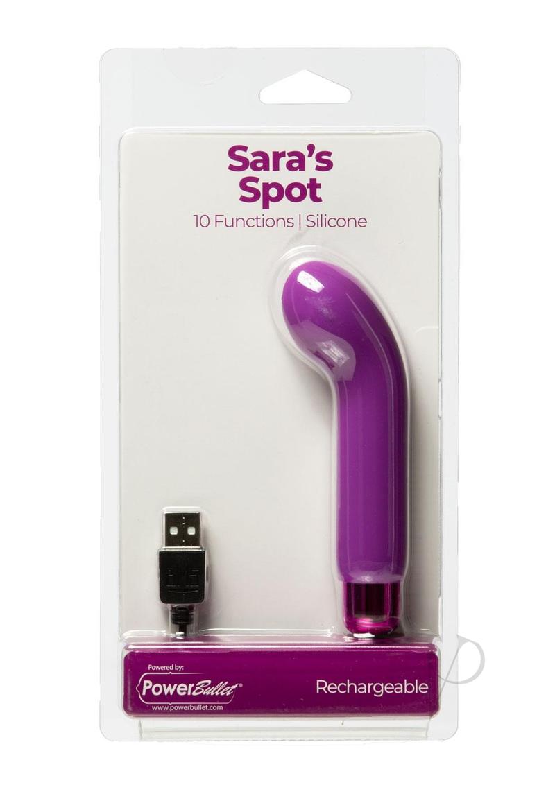 PowerBullet Sara's Spot 10 Function Rechargeable Silicone Vibrating Bullet - Purple