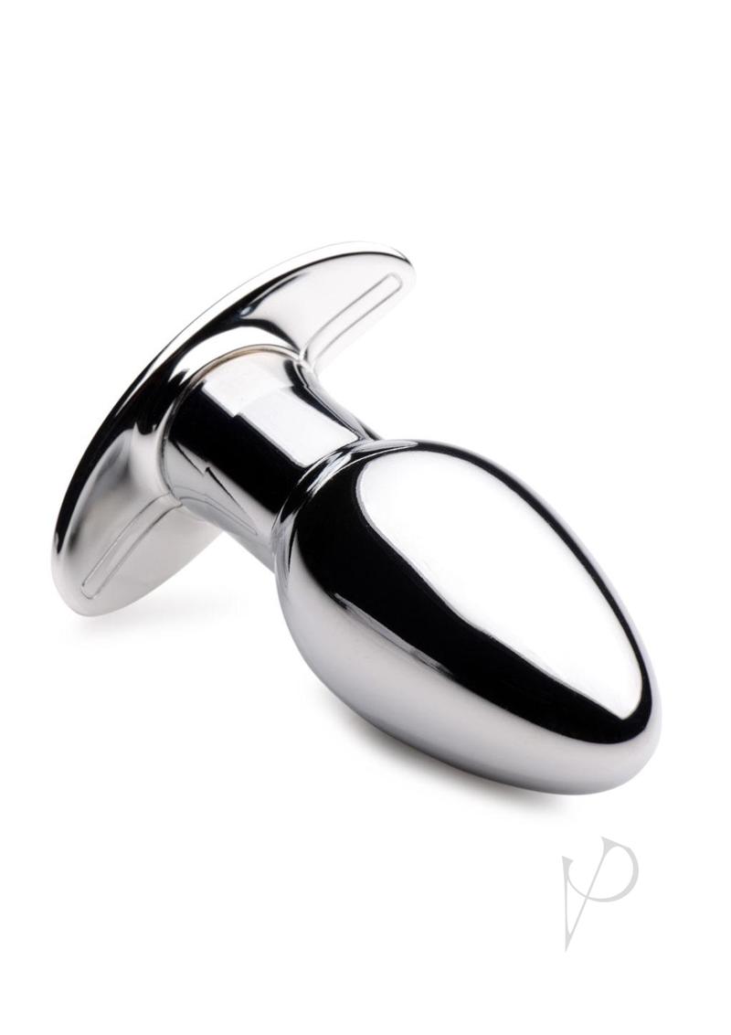 Master Series Chrome Blast 7X Rechargeable Anal Plug with Remote Control - Small - Silver