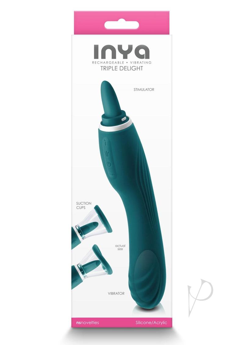 Inya Triple Delight Rechargeable Silicone Vibrator Teal