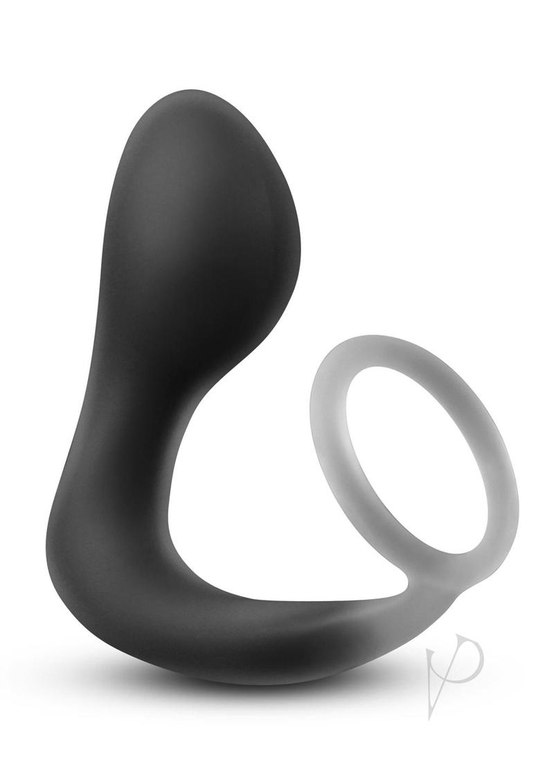 Renegade Slingshot Silicone Cock Ring with Butt Plug - Black