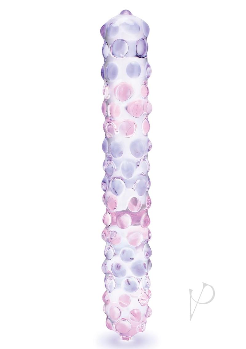 Glas Purple Rose Glass Nubby Dildo 9in - Clear/Pink