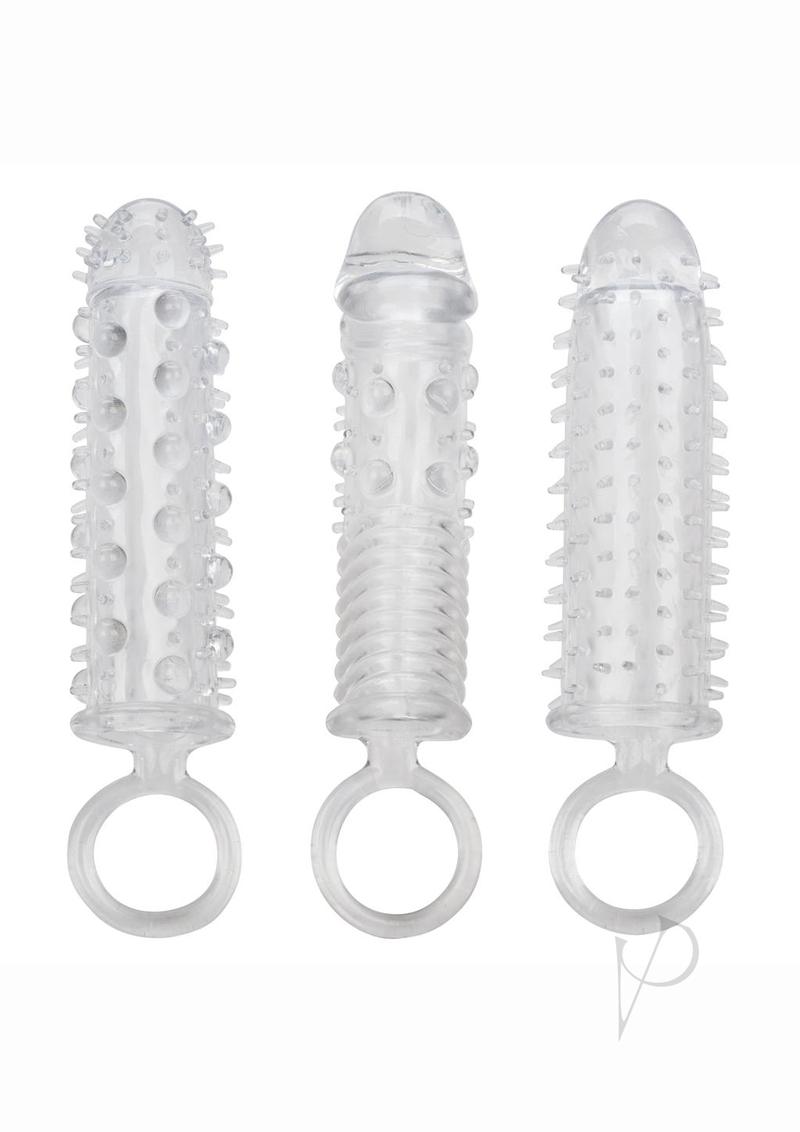 Textured Extension Set Penis Sleeves (3 piece) - Clear