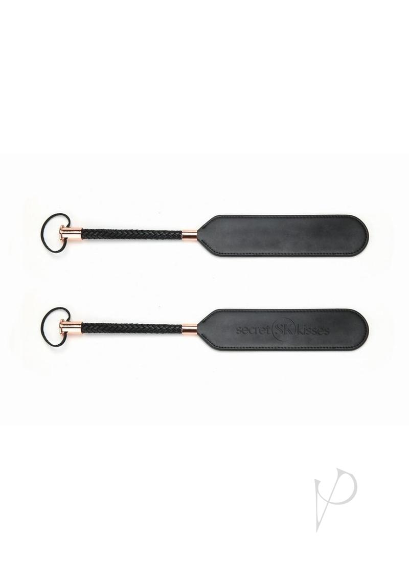 Secret Kisses Faux Leather Paddle - Black/Rose Gold