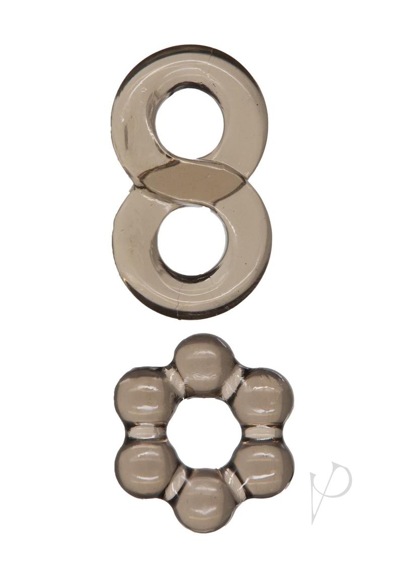 PowerBullet Got Big D Super Stretch Cock Rings (2 pack) - Black