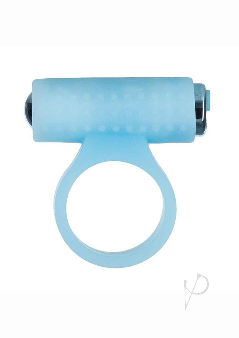 PowerBullet Cosmic Ring Rechargeable Silicone Vibrating Cock Ring - Glow in the Dark Blue