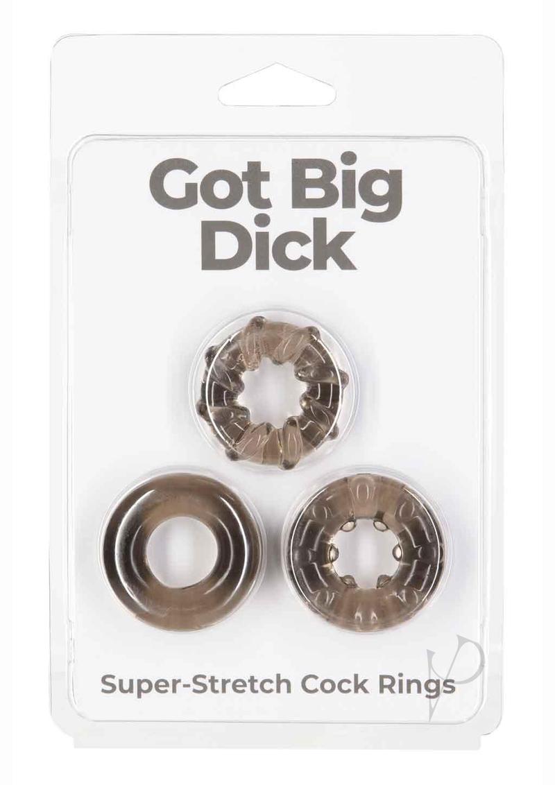 PowerBullet Got Big D Super Stretch Cock Rings (3 pack) - Black