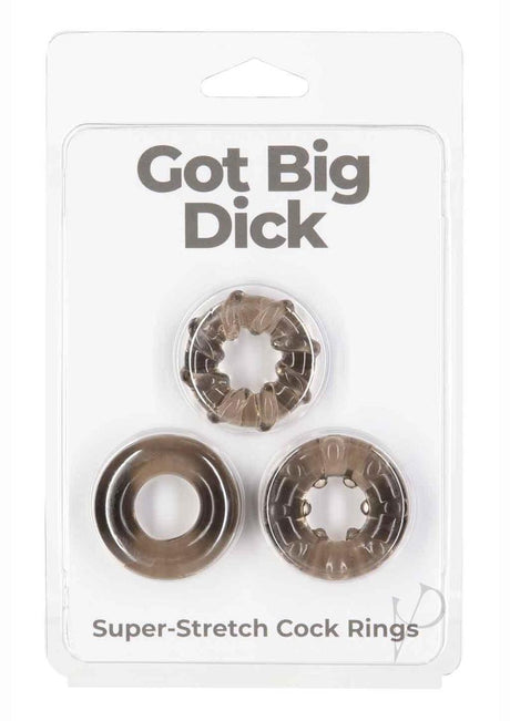 PowerBullet Got Big D Super Stretch Cock Rings (3 pack) - Black