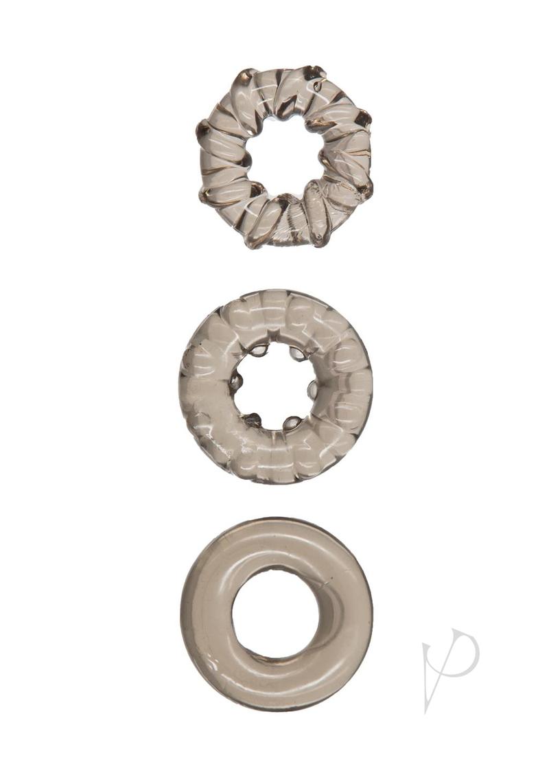 PowerBullet Got Big D Super Stretch Cock Rings (3 pack) - Black