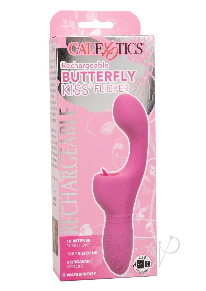 Rechargeable Butterfly Kiss Silicone Clitoral Flicker Vibrator - Pink