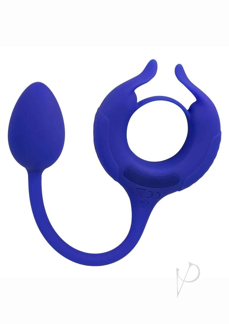 Admiral Plug and Play Weighted Silicone Cock Ring with Butt Plug - Blue