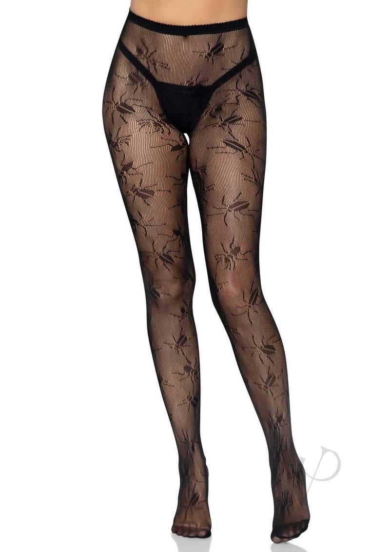 Leg Avenue Beetle Net Tights - OS - Black