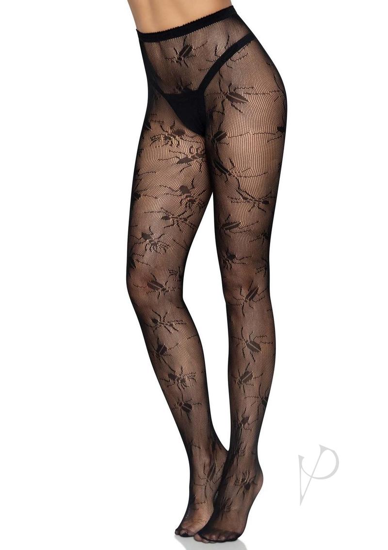 Leg Avenue Beetle Net Tights - OS - Black