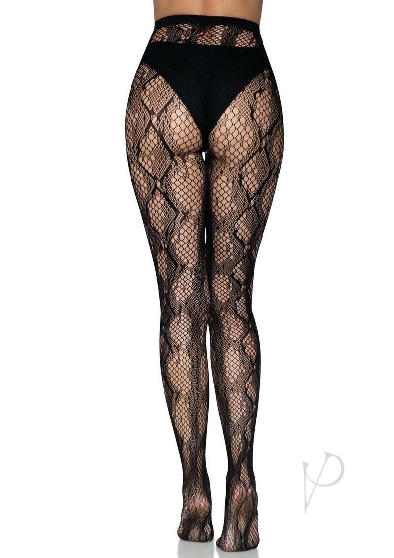 Leg Avenue Python Net Tights - OS - Black