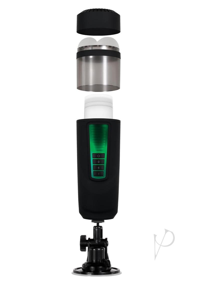 Gender X Message In A Bottle Rechargeable Thrusting Spinning Stroker - Black/Clear