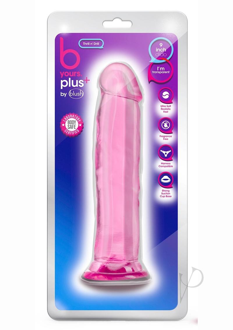 B Yours Plus Thrill n' Drill Realistic Dildo 9in - Pink