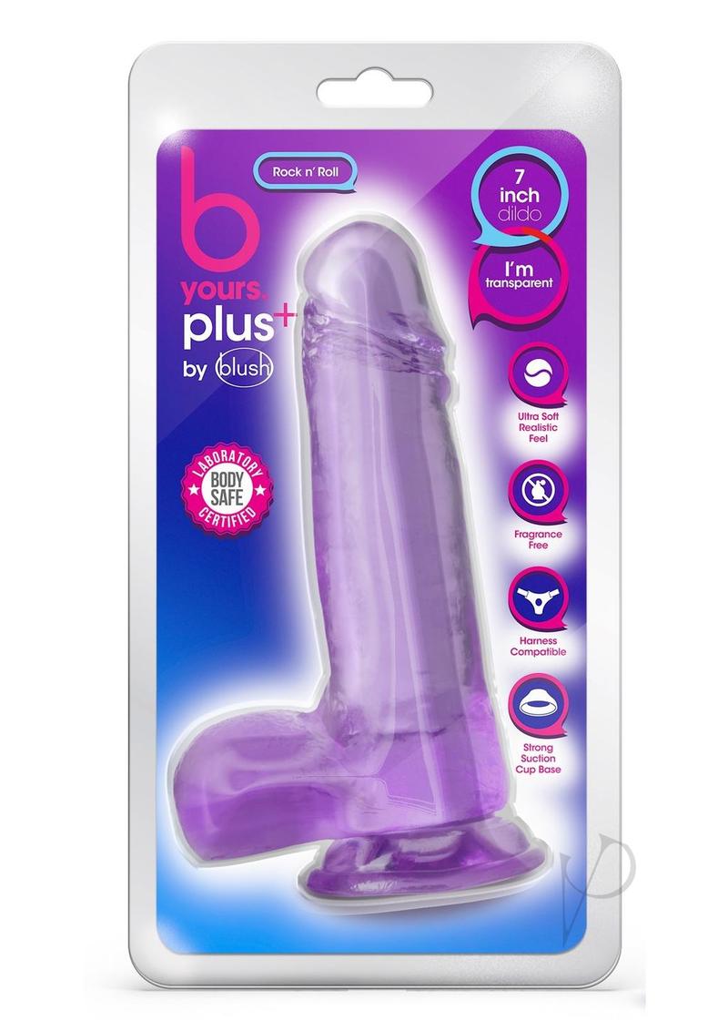 B Yours Plus Rock n' Roll Realistic Dildo with Balls 7.25in - Purple