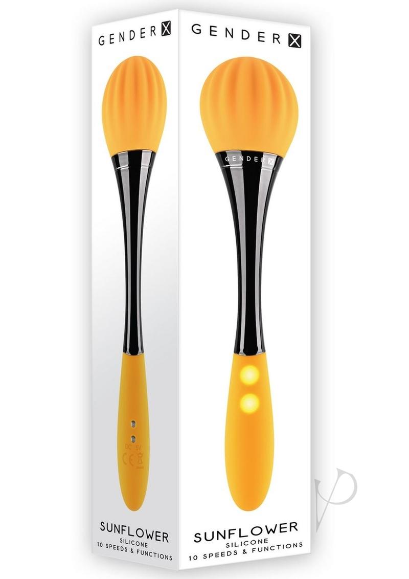 Gender X Sunflower Silicone Rechargeable Dual End Vibrator - Yellow/Black