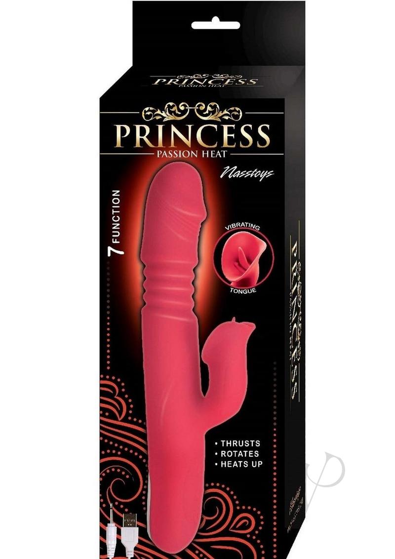 Princess Passion Heat Rechargeable Silicone Warming Vibrator with Clitoral Wheel - Coral