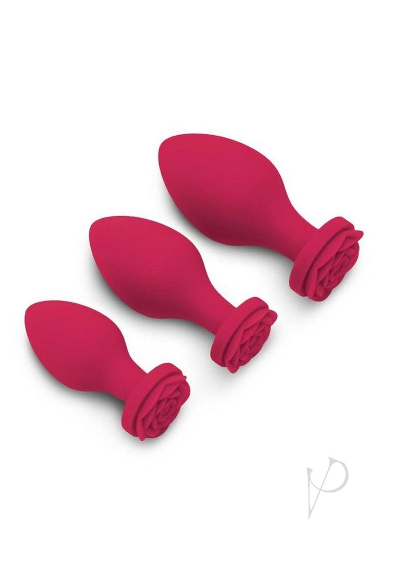 Secret Kisses Rosegasm Butt Bouquet Training Set Silicone Butt Plugs (3 Piece) - Red