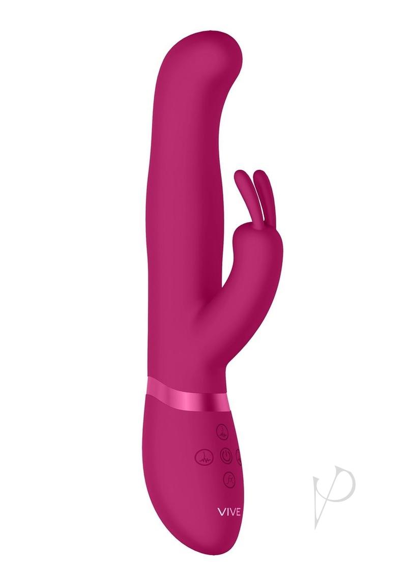 Vive Izara Triple Action Rechargeable Silicone Rotating Beaded G-Spot Rabbit Vibrator - Pink
