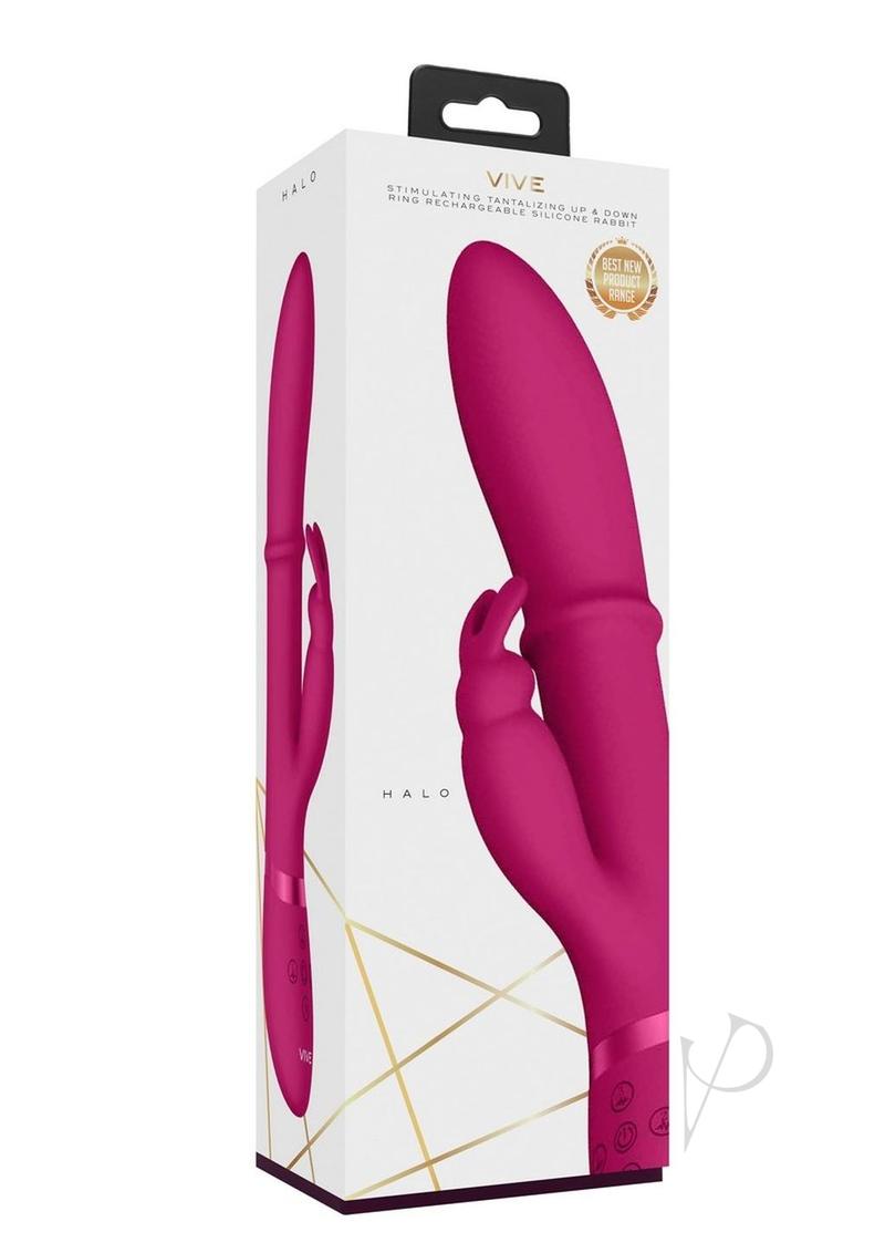 Vive Halo Rechargeable Silicone Ring Rabbit Vibrator - Pink