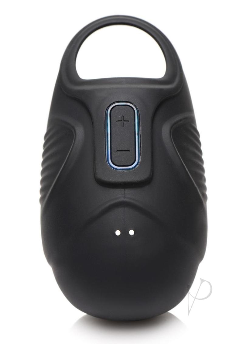 Trinity Men Rechargeable Silicone 7X Vibrating Silicone Ball Sack - Black/Blue