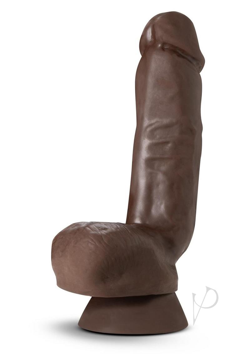 Dr. Skin Plus Gold Collection Thick Posable Dildo with Squeezable Balls 8in - Chocolate