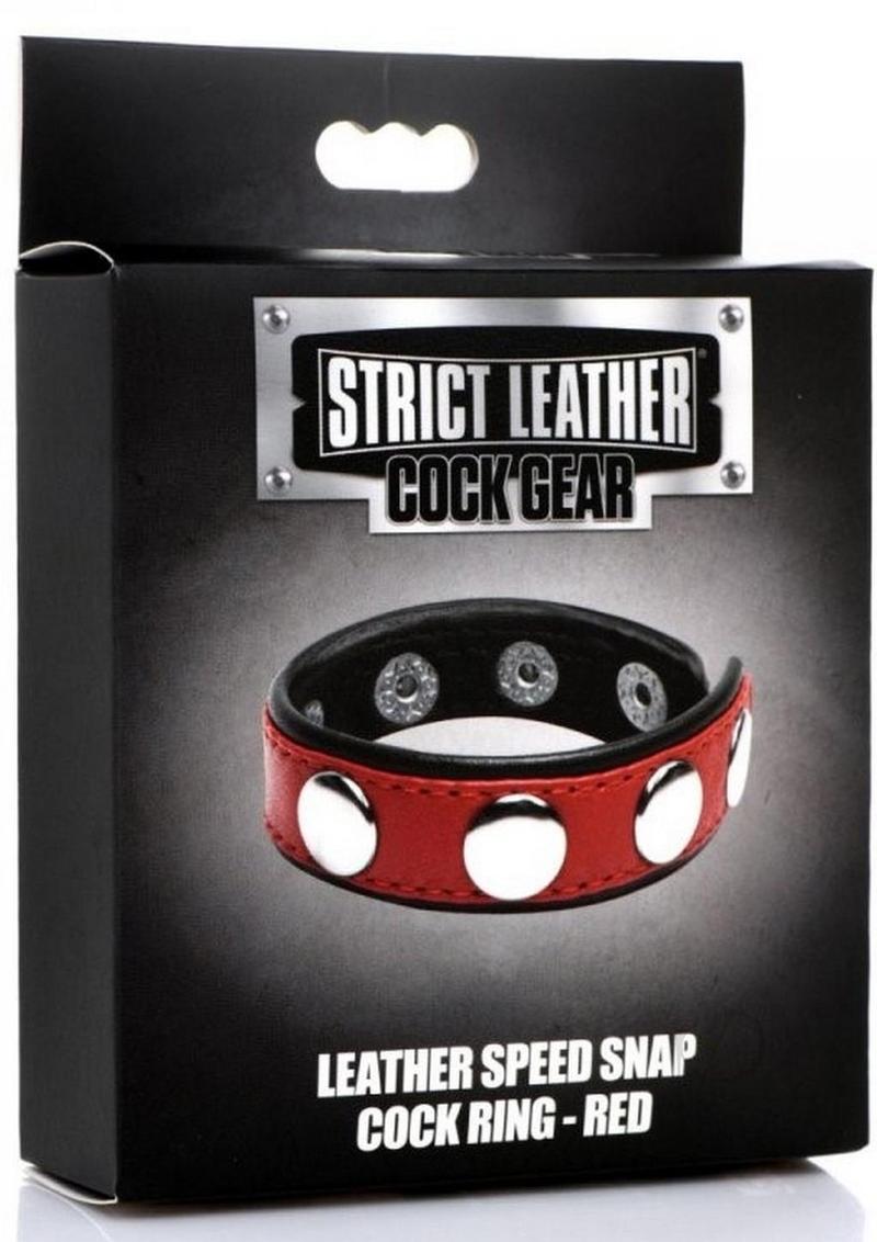 Cock Gear Leather Speed Snap Cock Ring - Red