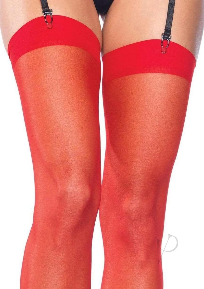 Leg Avenue Sheer Stocking Thigh High - OS - Red