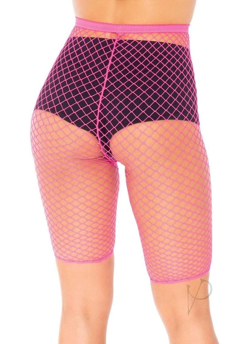 Leg Avenue Industrial Net Biker Shorts - OS - Neon Pink