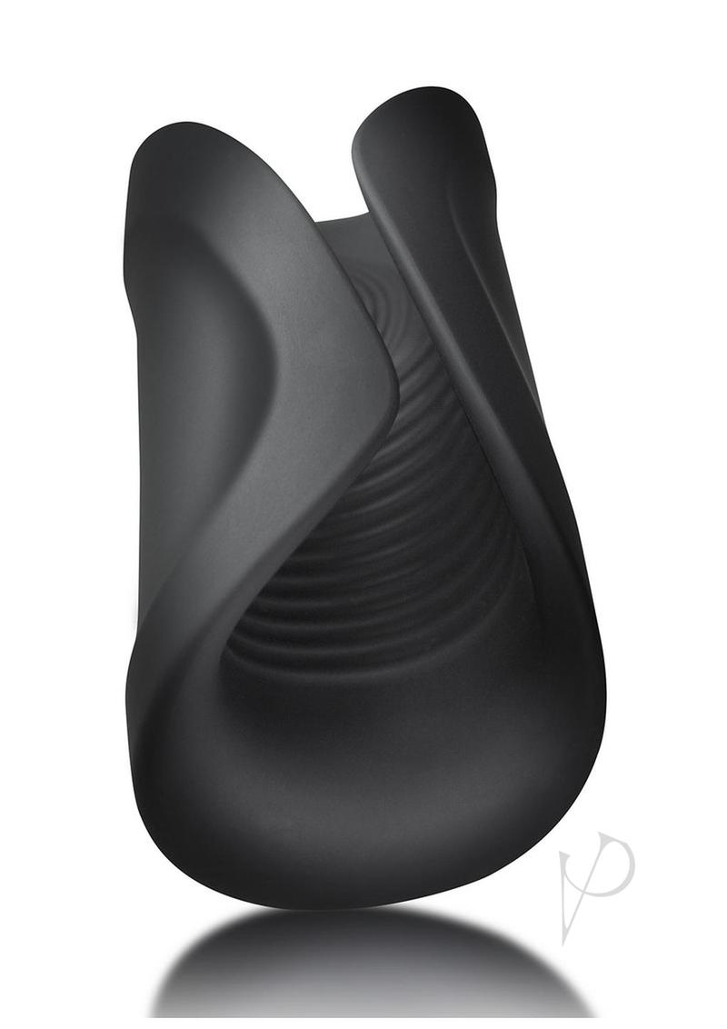 Rush Silicone Vibrating Textured Masturbator - Black