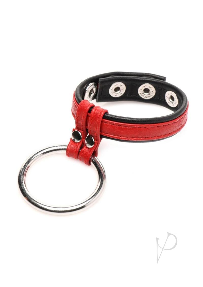 Strict Leather Cock Gear Leather and Steel Cock and Ball Ring - Red
