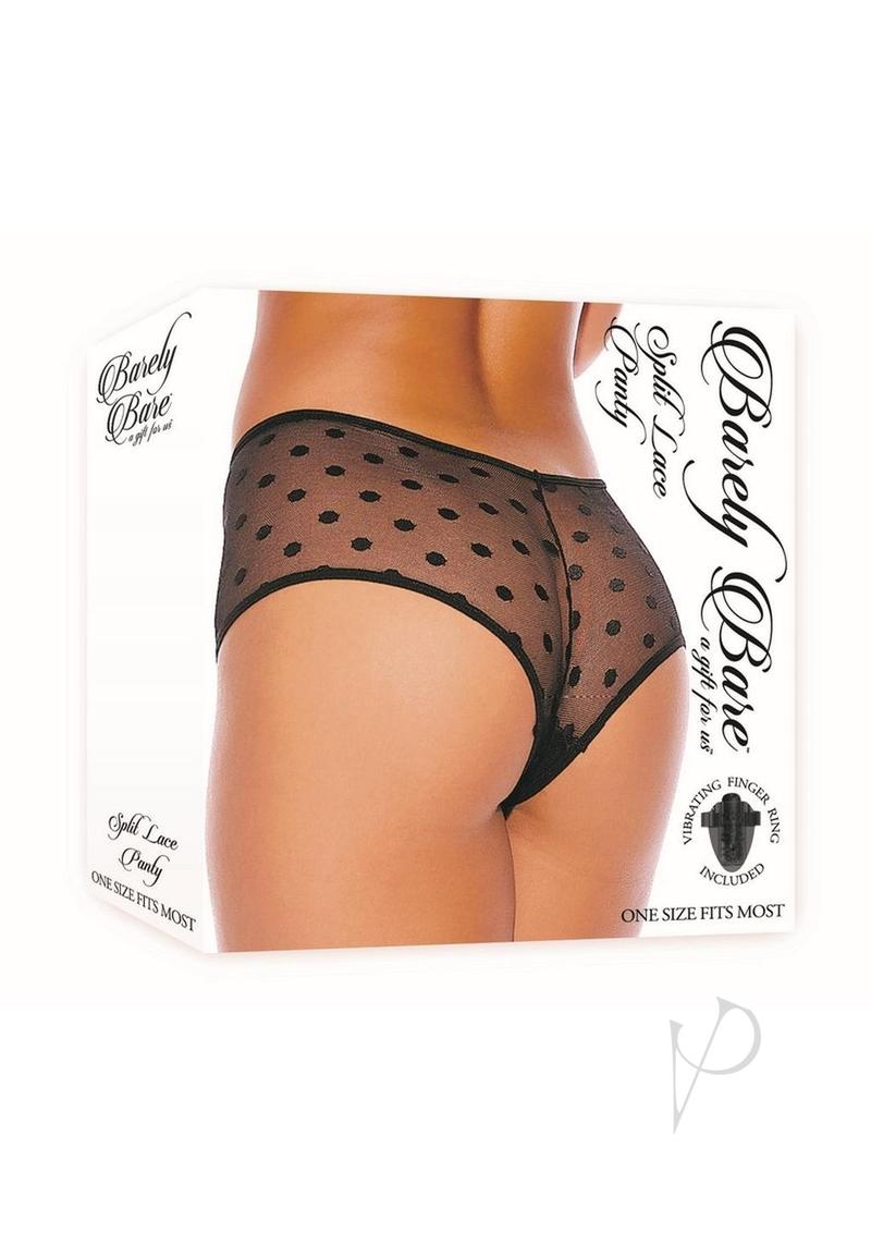 Barely Bare Split Lace Panty - O/S - Black