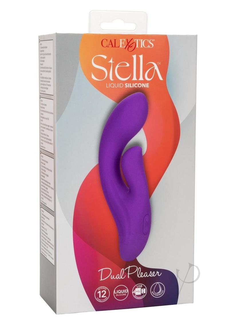Stella Liquid Silicone Dual Pleaser Rechargeable Vibrator - Purple