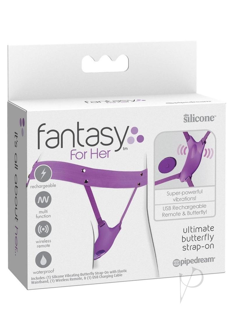 Fantasy For Her Ultimate Butterfly Silicone Strap-On with Remote Control - Purple