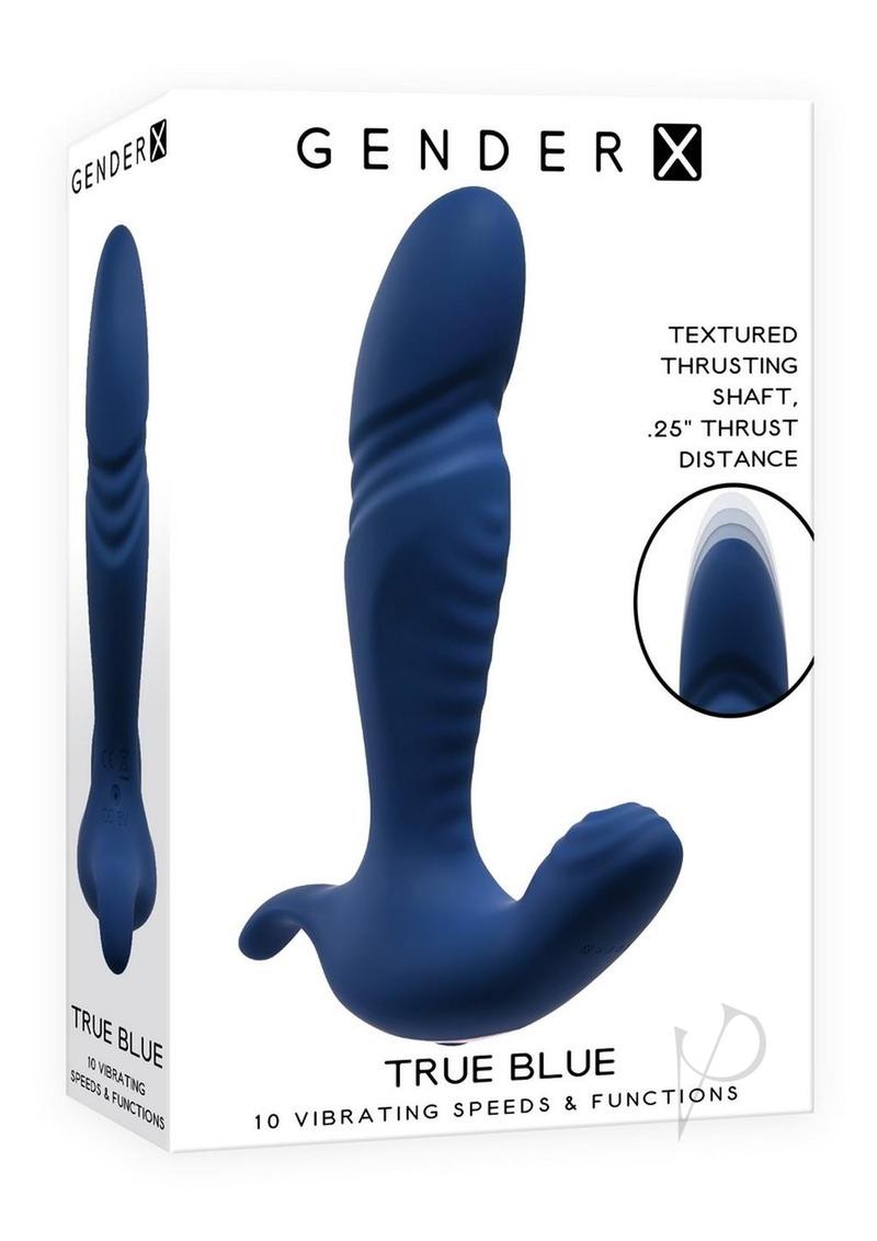 Gender X True Blue Rechargeable Silicone Thrusting Anal Vibrator - Blue