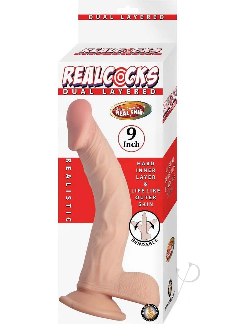 Realcocks Dual Layered Bendable Dildo 9in - Vanilla