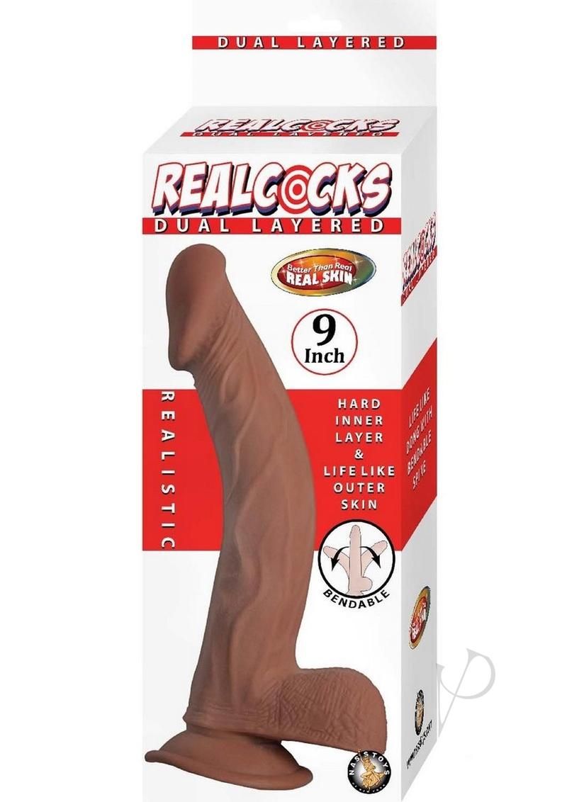 Realcocks Dual Layered Bendable Dildo 9in - Caramel