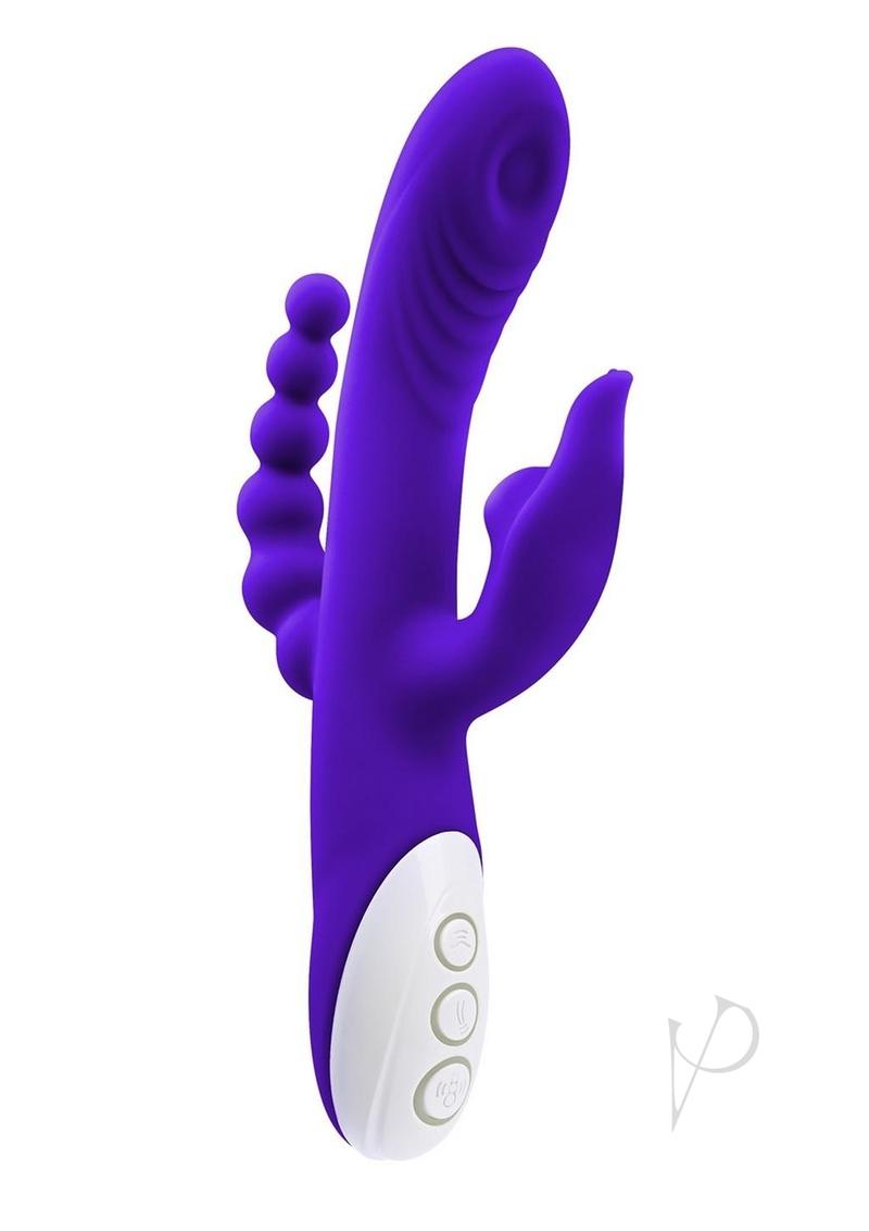 Lick Me Triple Stimulation Rechargeable Silicone Vibrator - Purple