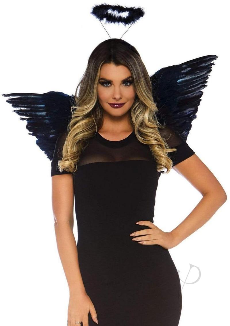 Leg Avenue Angel Wings Kit - O/S - Black